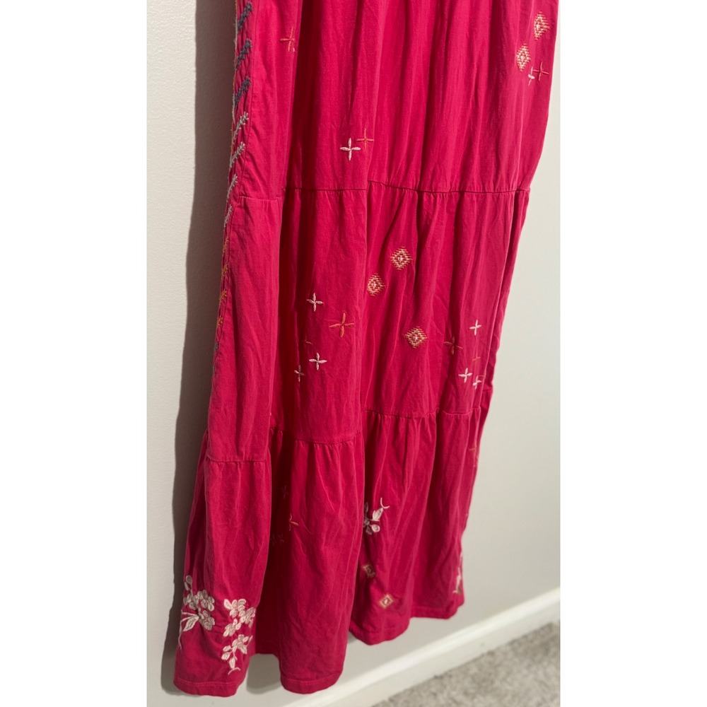 Johnny Was Ceretti Pink Embroidered Tiered Maxi Dress Womens XL Cotton J37723-4 - Picture 11 of 15